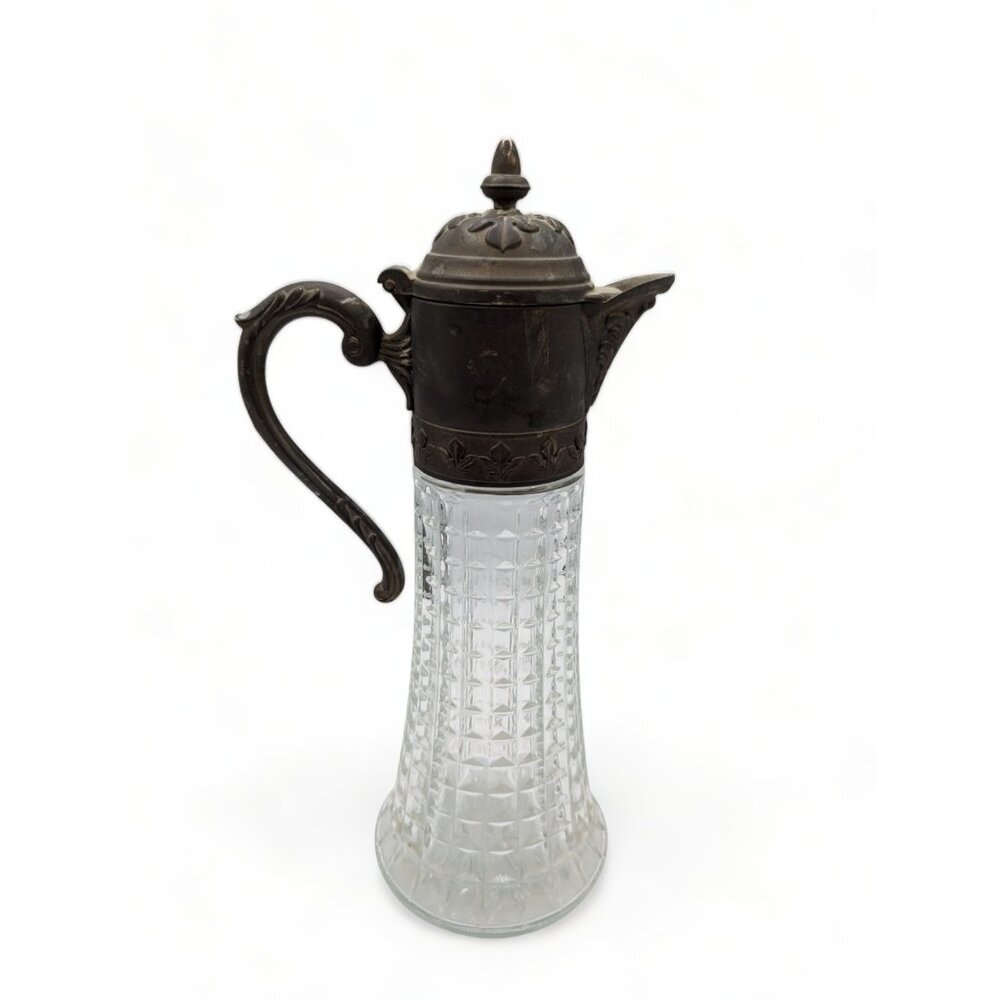 Vintage Primrose Italy Silver Plate Cut Crystal Wine Pitcher - Picture 3 of 12